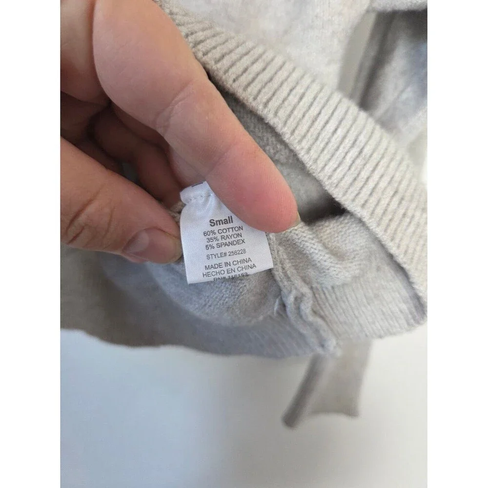 Poof Gray Cardigan Sweater Short Cozy Soft Academia Preppy Twee Old Money Small